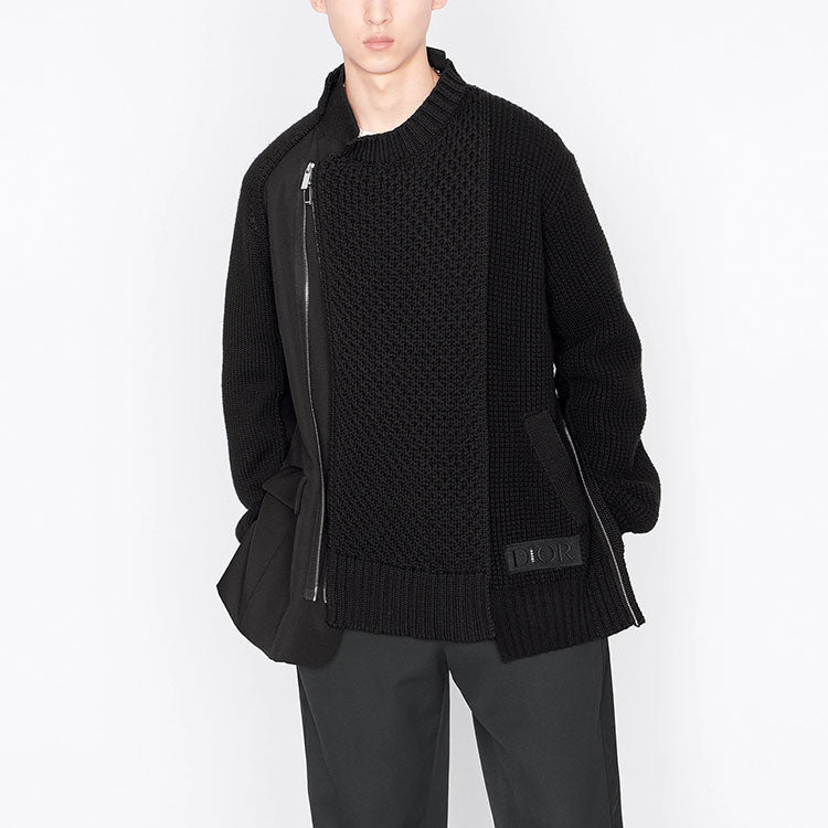 Men's DIOR x Sacai Crossover FW21 Knit Jacket Black 213M439AT453-C989
