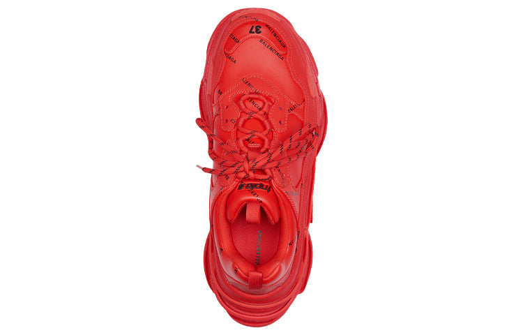 (WMNS) Balenciaga Allover Logo Triple S Sports Shoes Red 524039W2FA16010 #