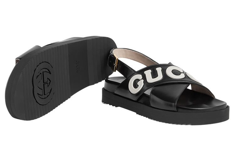 (WMNS) Gucci Sandal with Logo Script 'Black White' 738691-AAB3J-1363
