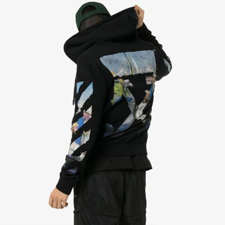 Off-White diagonal arrow print zipped cotton OMBE001R190030121088