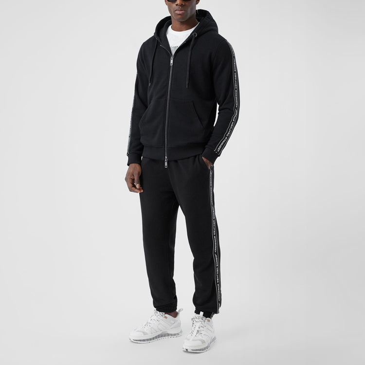 Burberry FW20 Logo Cotton hooded Zipper Sports Tops Black 80295271