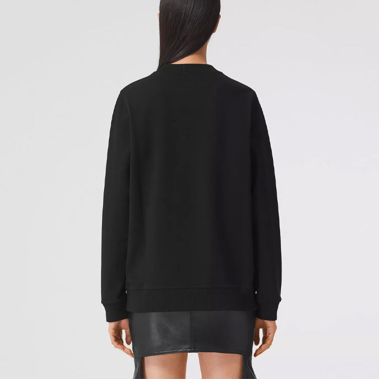 (WMNS) Burberry SS21 Pattern Embroidered Cotton Loose Sports Hoodie Black 80428831