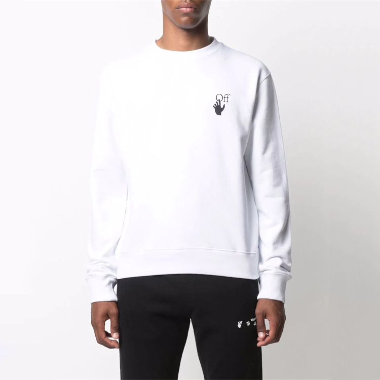 Men's Off-White FW21 Arrow Printing Pullover Round Neck Long Sleeves Loose Fit White OMBA025F21FLE0060110