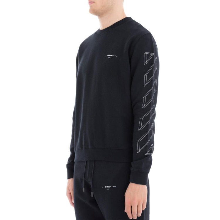 Off-White C O Virgil Abloh 3D Diag Lines Sweater 'Black White' OMBA025E181920021001