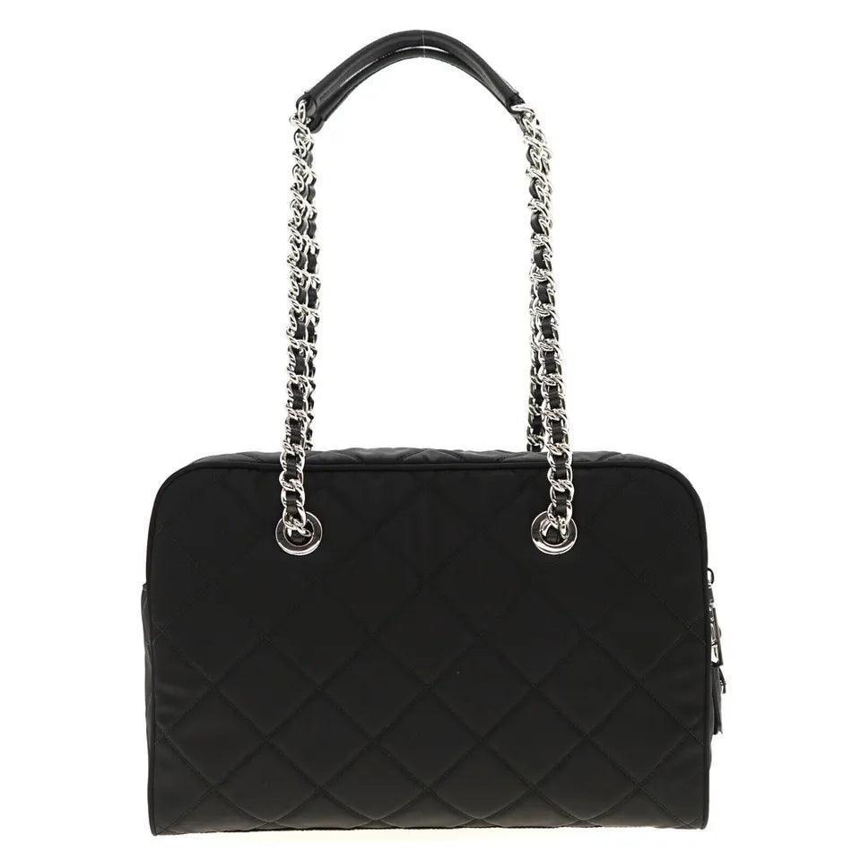 Prada Chain Shoulder Bag Quilted Black Nylon