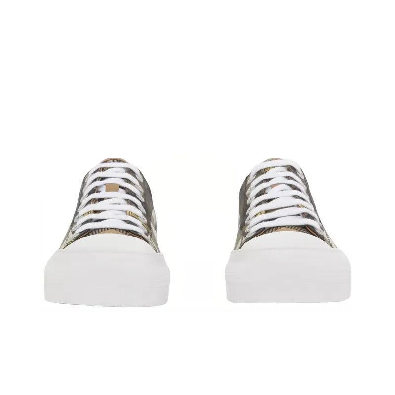 Burberry Exaggerated Check Cotton Sneakers Wheat