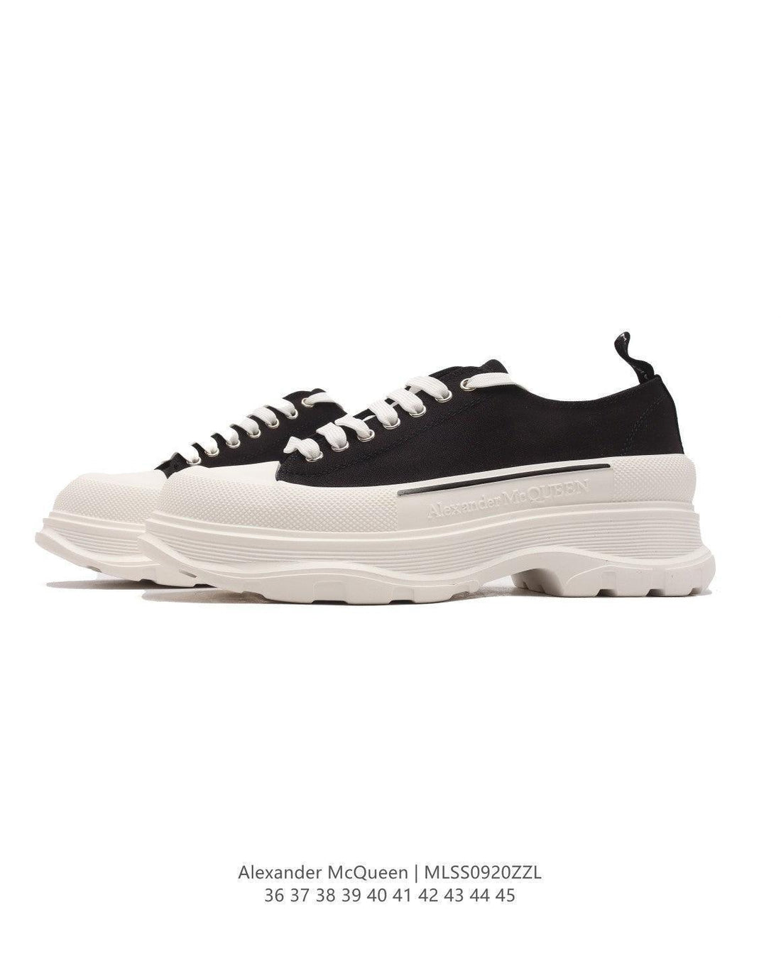 Alexander McQueen Women Tread Slick lace-up Sneakers 'Black/White'