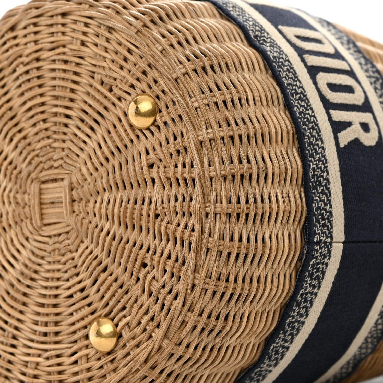 Christian Dior Wicker Oblique Drawstring Bucket Bag