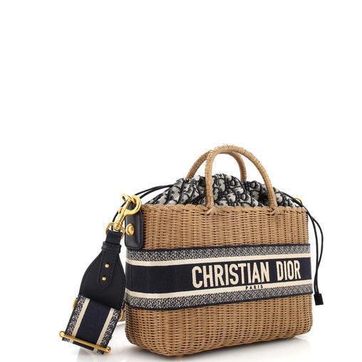 Christian Dior Basket Bag Wicker and Oblique Canvas Large