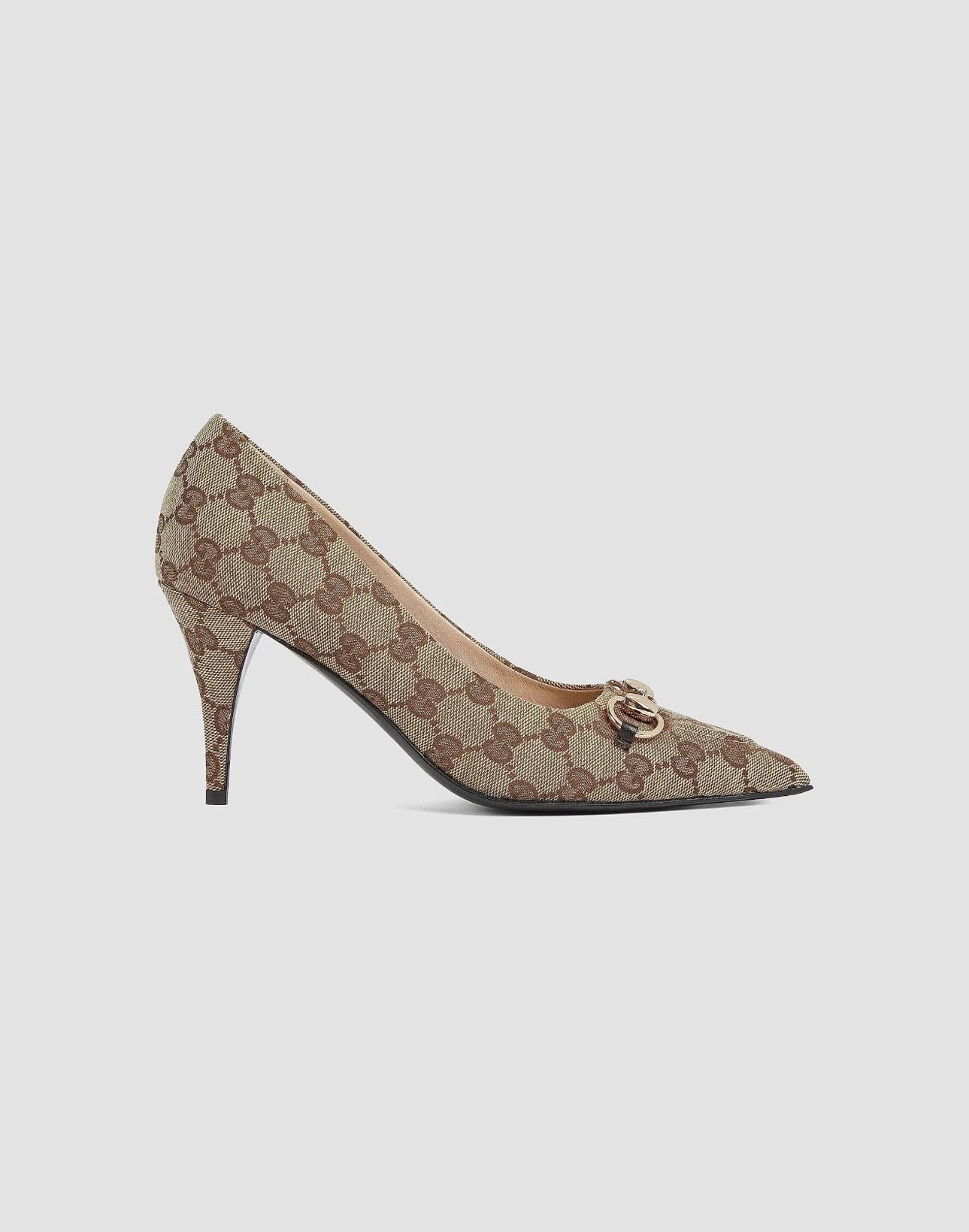 Gucci  Erin 85MM Horsebit GG Canvas Pumps
