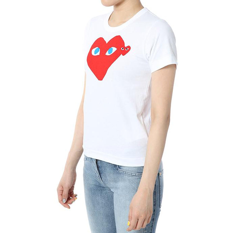 (WMNS) COMME des GARCONS PLAY Blue Eye Heart Tee 'White' AZ-T085-051-1