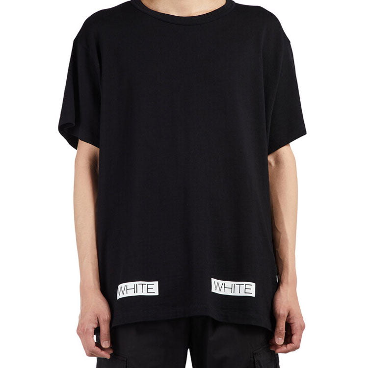 Off-White SS21 Cotton Stripe Printing Pattern Round Neck Short Sleeve Black OMAA002G20JER0091034
