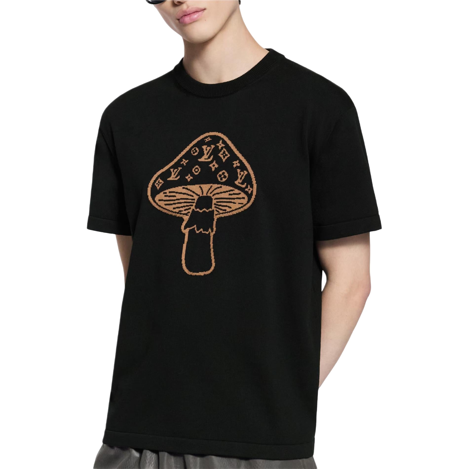 LOUIS VUITTON Short-Sleeved Intarsia Crewneck T-shirt 'Intarsia Mushroom' 1AJBUX