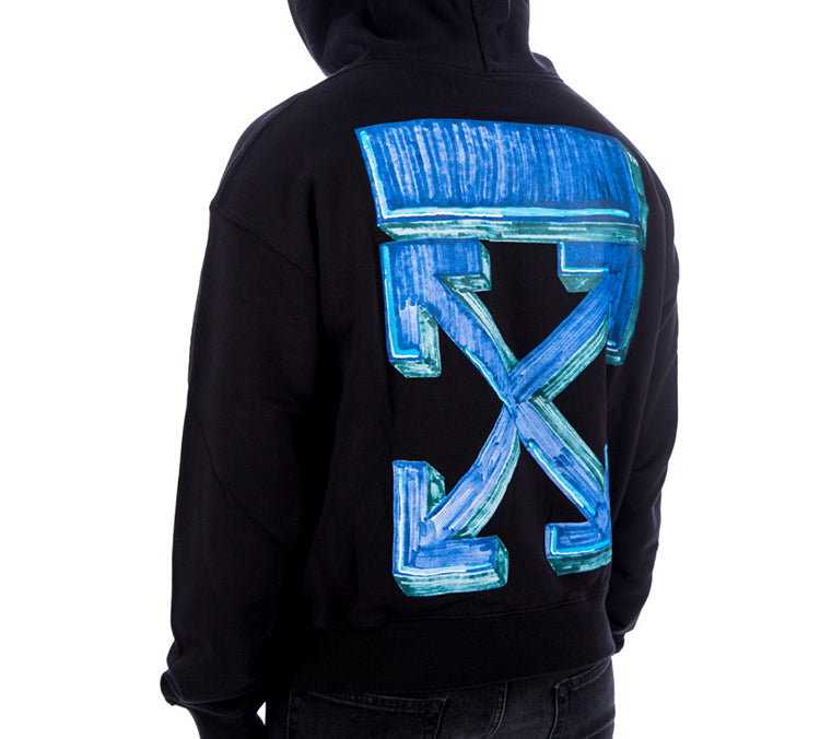 Off-White FW20 Arrows Printing Hooded Pullover Men Black OMBB037E20FLE0021045