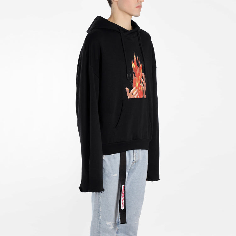 Men's Off-White Flame Printing Black OMBB025S181920781088