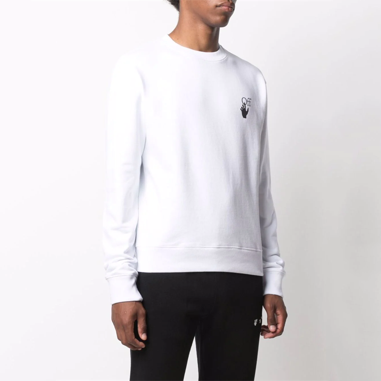 Men's Off-White FW21 Arrow Printing Pullover Round Neck Long Sleeves Loose Fit White OMBA025F21FLE0060110