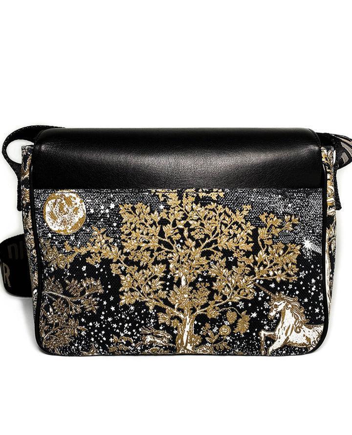 Dior Messenger Bag Regular  Dior Messenger Bag Black calfskin, cotton canvas and linen with gold Magica print