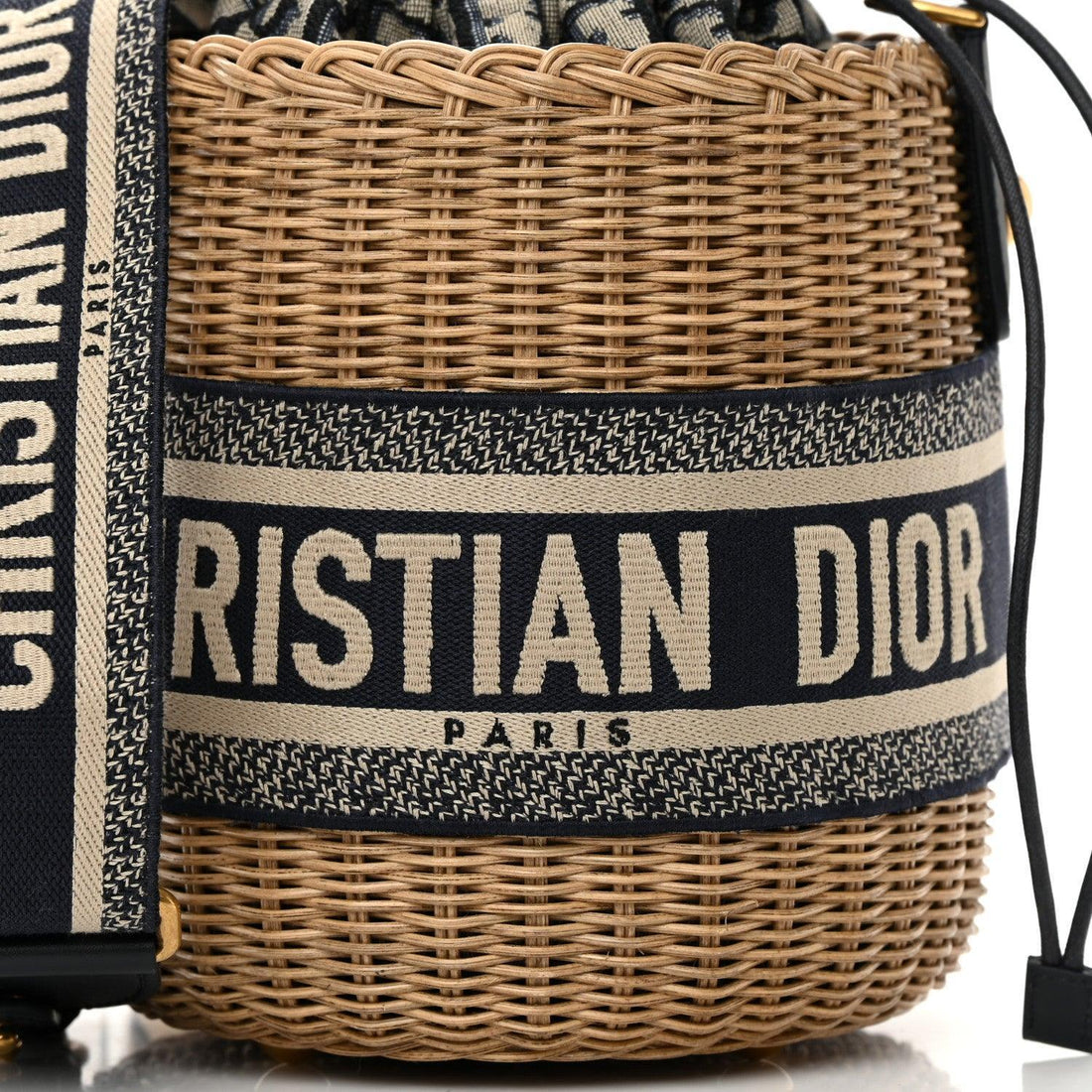 Christian Dior Wicker Oblique Drawstring Bucket Bag
