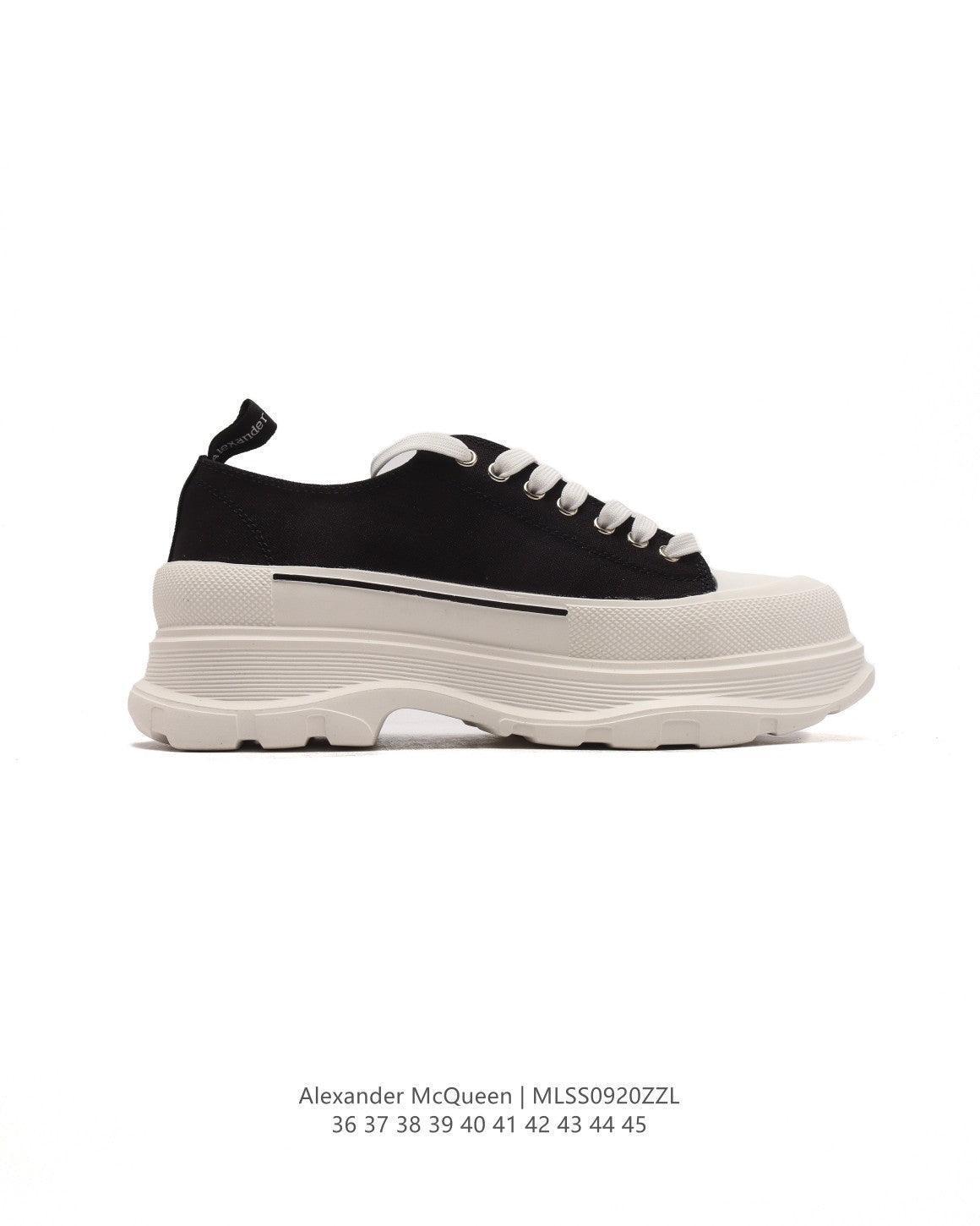 Alexander McQueen Women Tread Slick lace-up Sneakers 'Black/White'