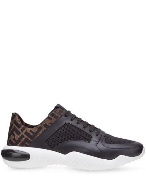 Fendi jacquard FF motif running sneakers showcasing luxury and performance with iconic design.