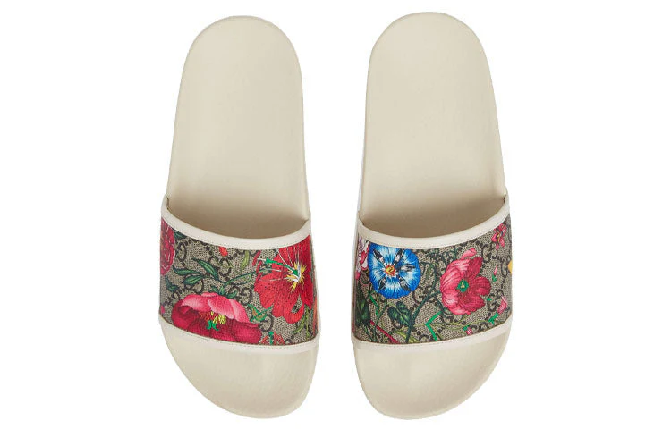 WMNS) Gucci GG Slide 'Flora Print - Beige