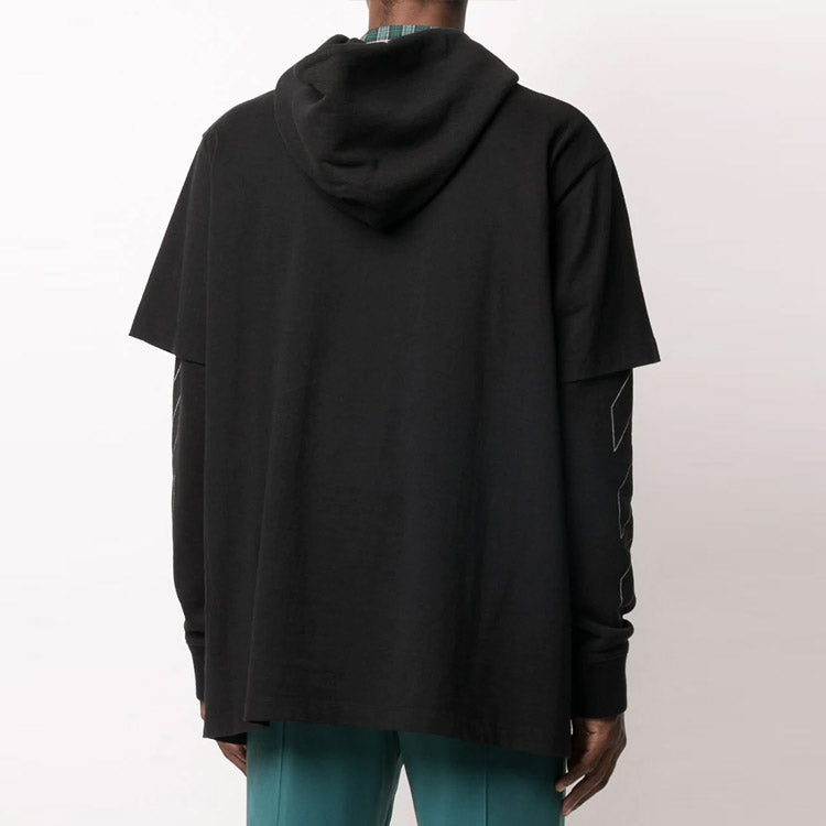 Off-White Stripe Logo Printing Sleeve Loose Fit Black OMBB051F20FLE0011001