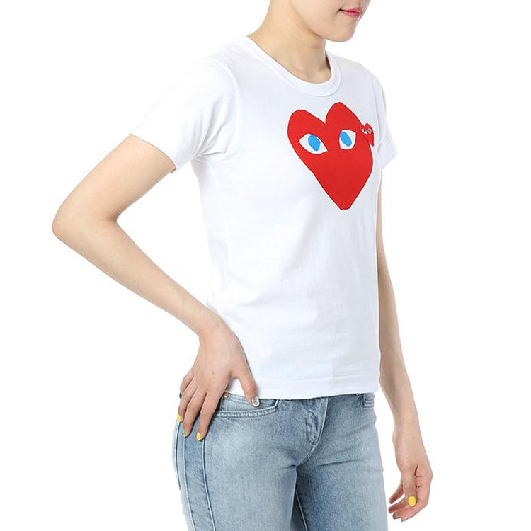 (WMNS) COMME des GARCONS PLAY Blue Eye Heart Tee 'White' AZ-T085-051-1