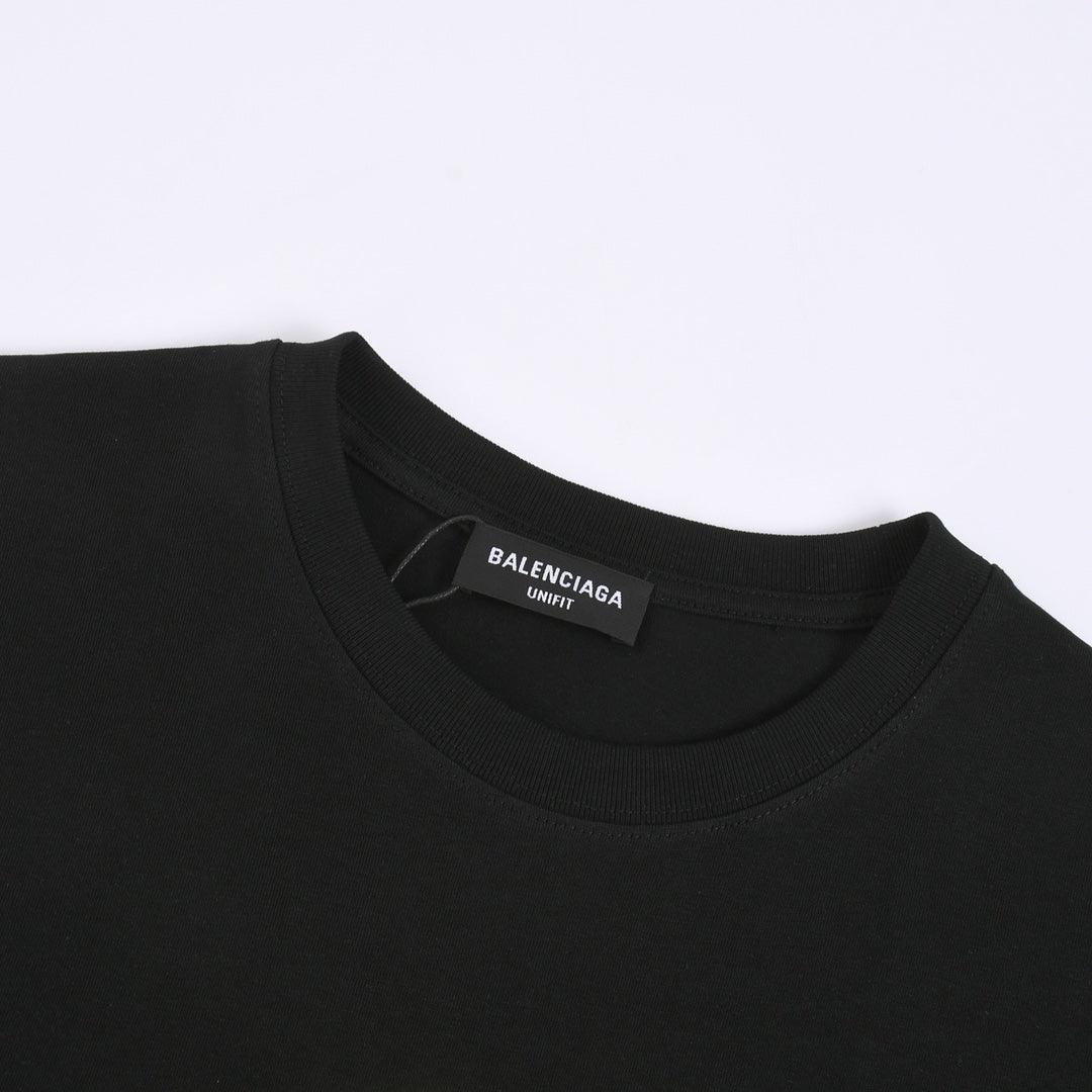 Balenciaga Black & Green T-Shirt Without Collar