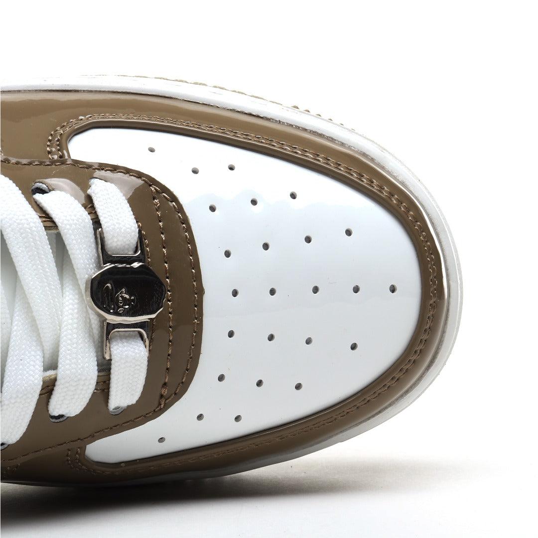 A Bathing Ape Bape Sta Patent Leather White Khaki