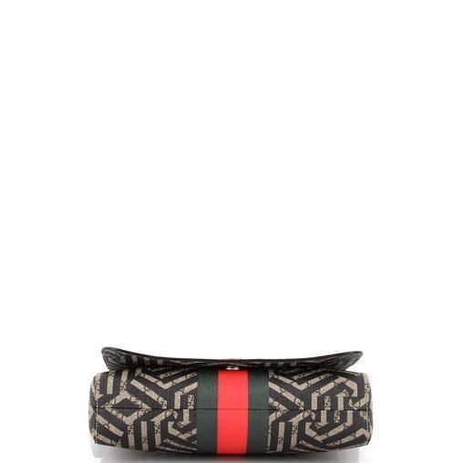 Gucci Bee Web Flap Messenger Bag Caleido GG Coated Canvas Medium