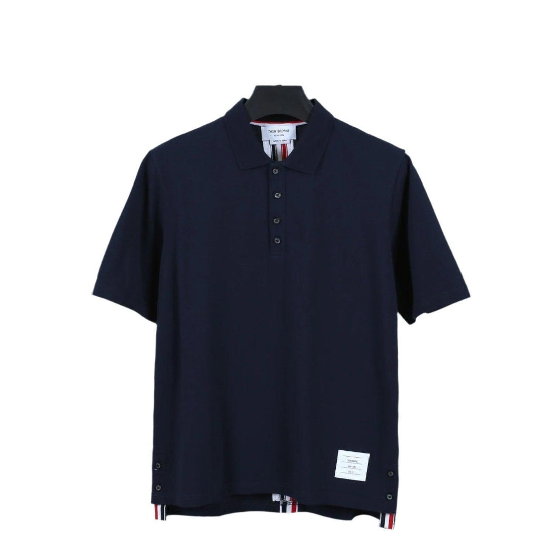 Thom Browne Navy Blue T-Shirt with Collar