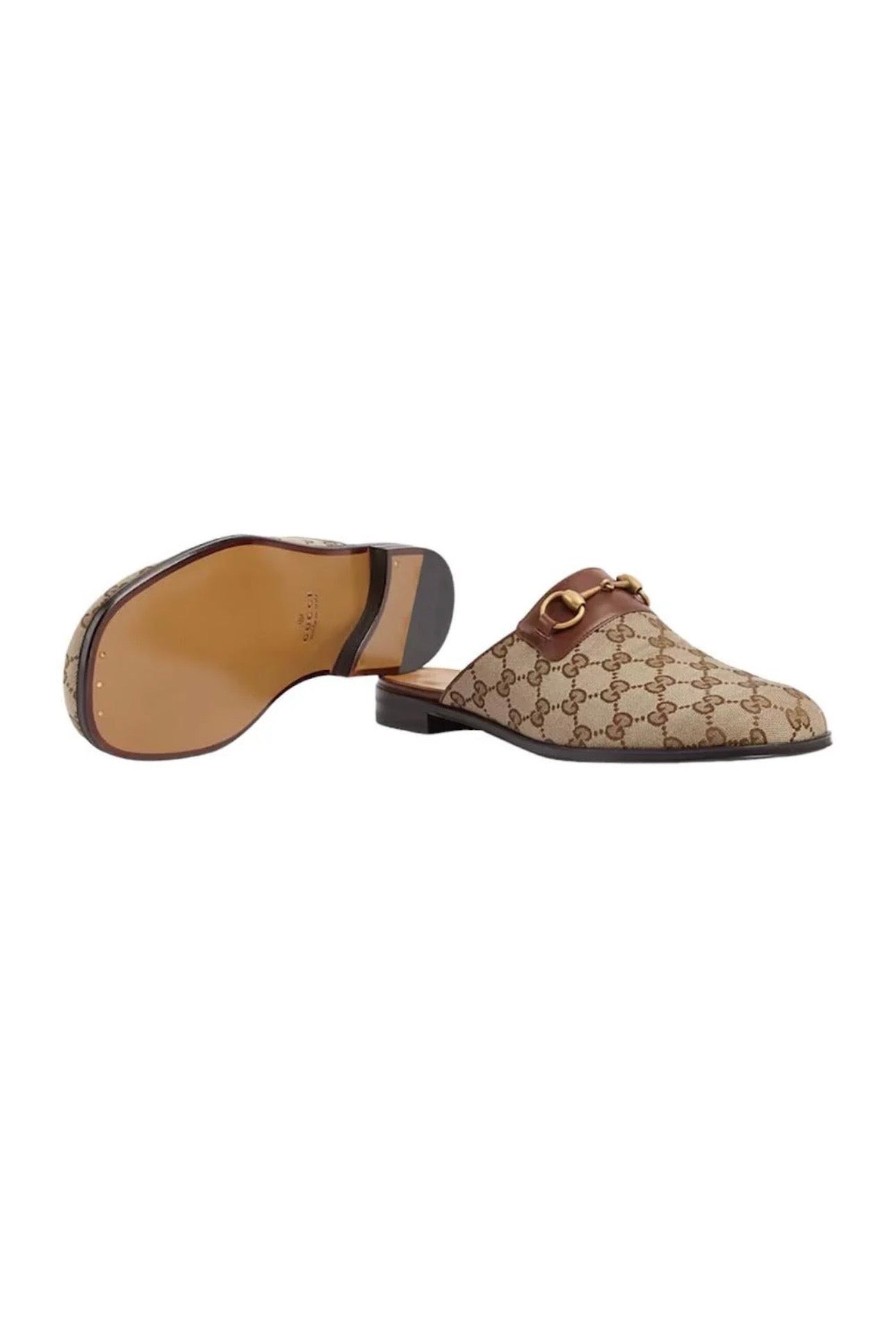Gucci 719749 FAAOU 9768 Beige & Ebony Fabric / Calf-Skin Leather GG Jarkata Sandals (GGM1744)