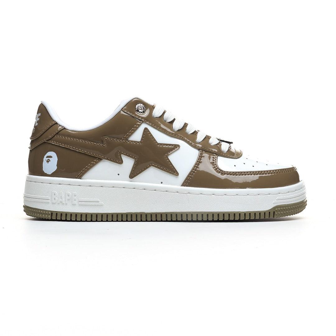 A Bathing Ape Bape Sta Patent Leather White Khaki