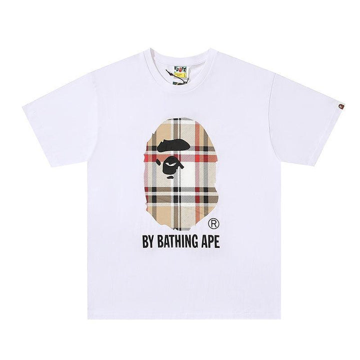 Bathing Ape Check by Bathing Tee White/Beige