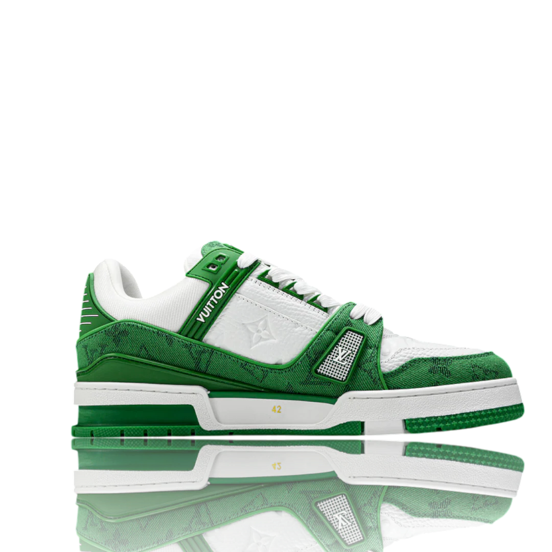 LOUIS VUITTОП TRAINER LOW 'MONOGRAM DENIM WHITE GREEN'