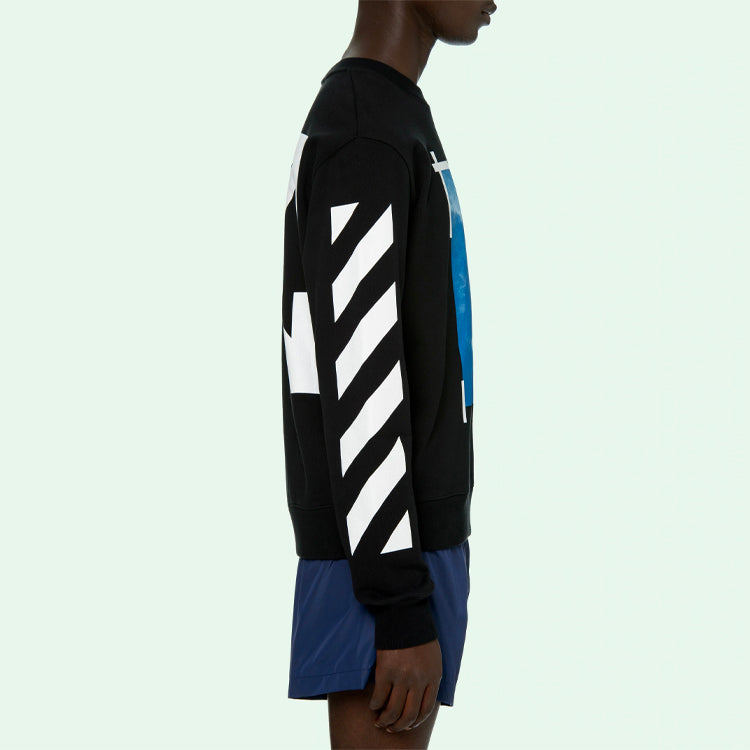 Off-White SS21 Printing Pattern Round Neck Black OMBA025R21FLE0031001