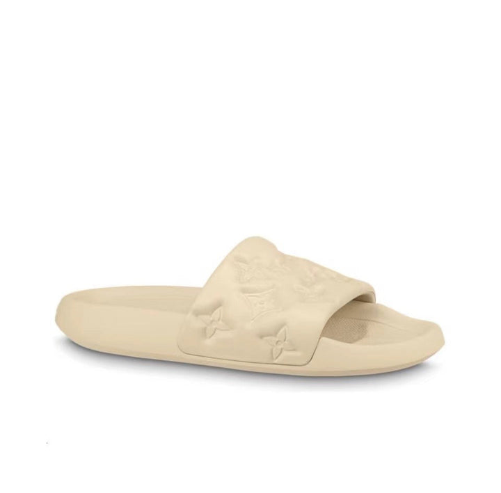 LOUIS VUITTON Waterfront Slide Slippers Men's Silver Beige