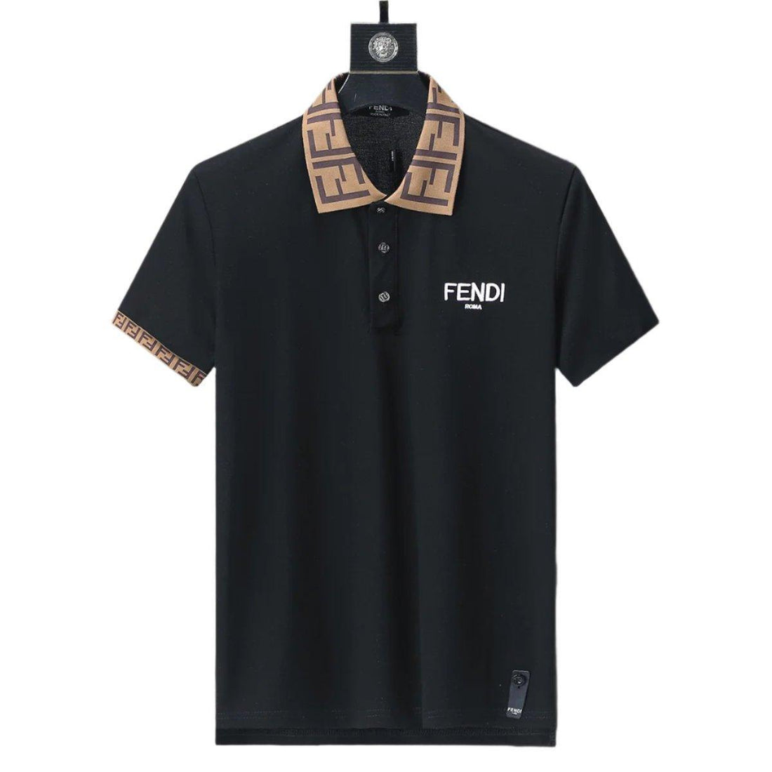 Fendi Black T-shirt with Collar