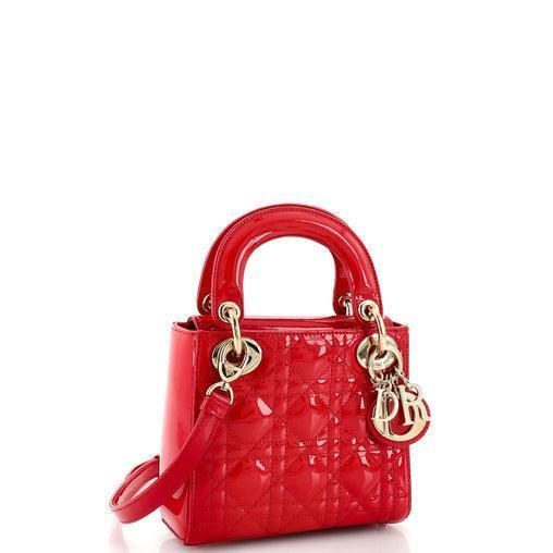 Christian Dior Lady Dior Bag Cannage Quilt Patent Mini