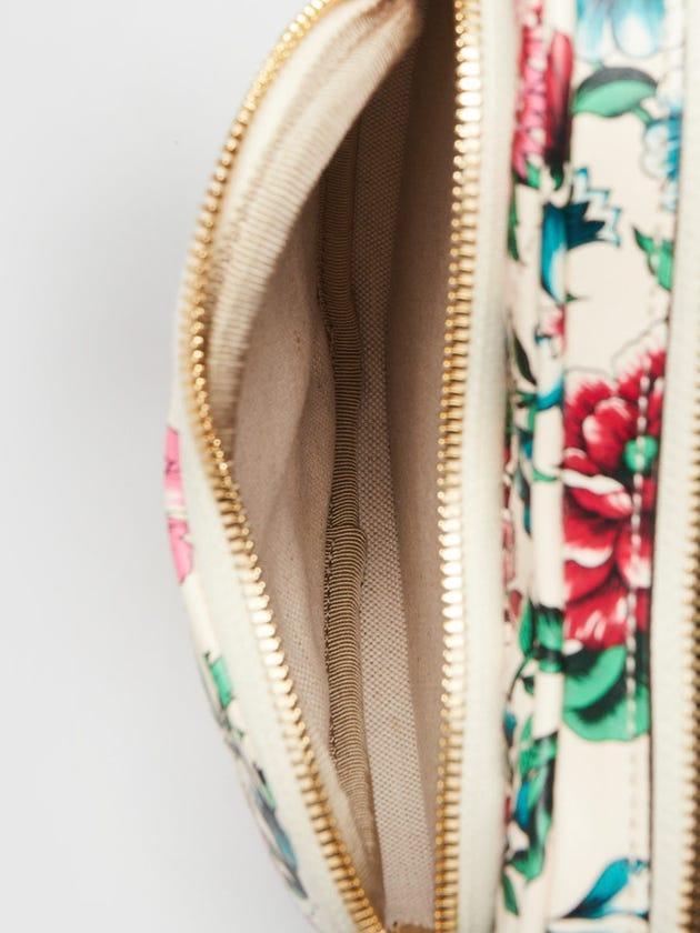 Gucci Brit Roses Print Quilted Leather Interlocking G Mini Heart Crossbody Bag