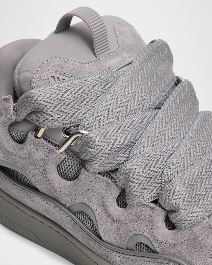 Men's Curb Tonal Suede and Mesh Sneakers