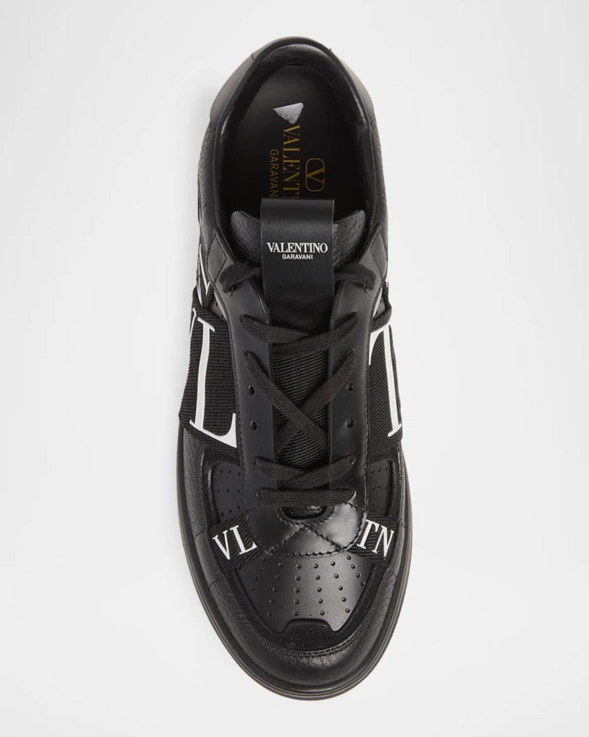 Men's VL7N Logo-Web Leather Sneakers