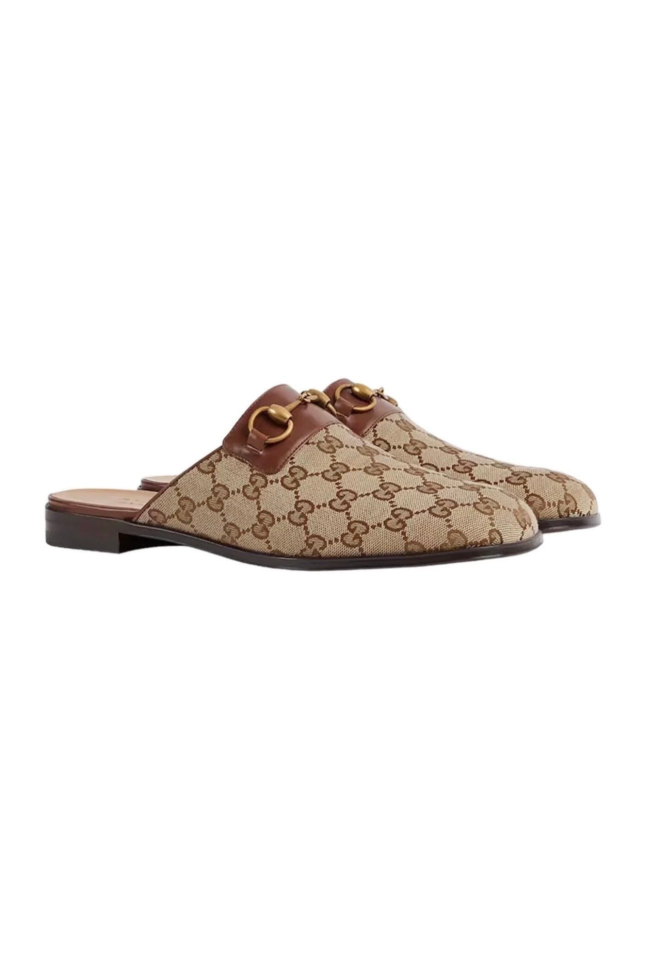 Gucci 719749 FAAOU 9768 Beige & Ebony Fabric / Calf-Skin Leather GG Jarkata Sandals (GGM1744)