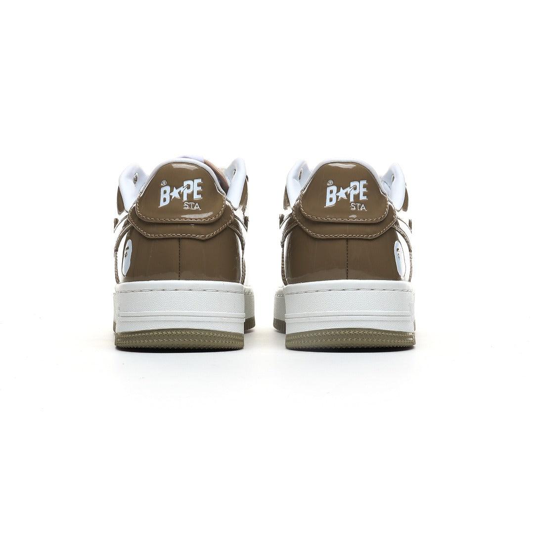 A Bathing Ape Bape Sta Patent Leather White Khaki