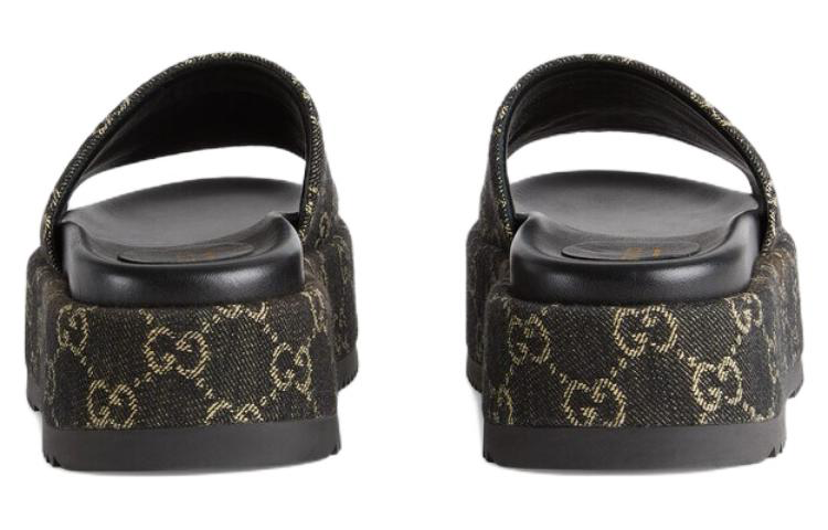 WMNS) Gucci GG Lame Platform Slide Sandal 'Black