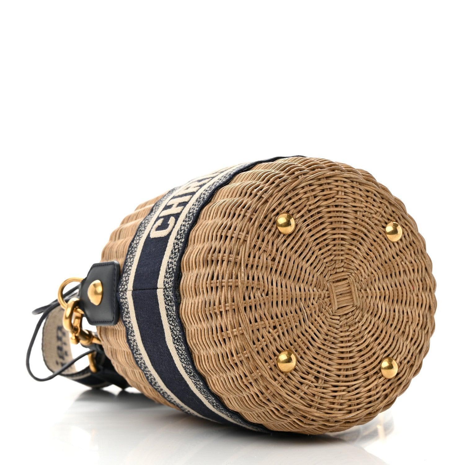 Christian Dior Wicker Oblique Drawstring Bucket Bag