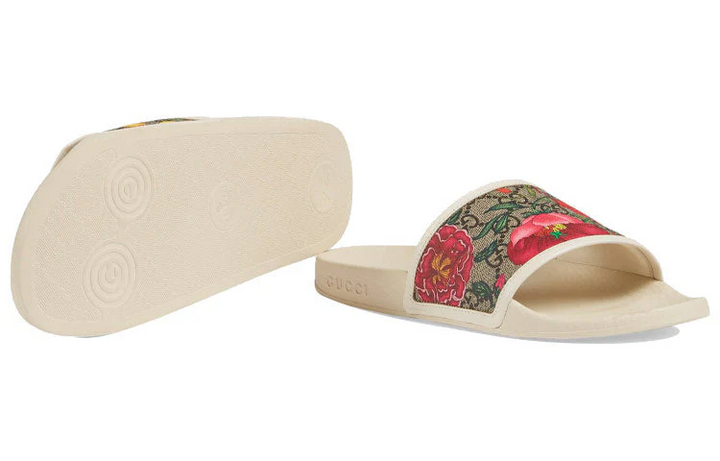 WMNS) Gucci GG Slide 'Flora Print - Beige