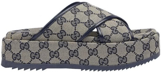 GUCCI SLIDE SANDAL " BEIGE BLUE "