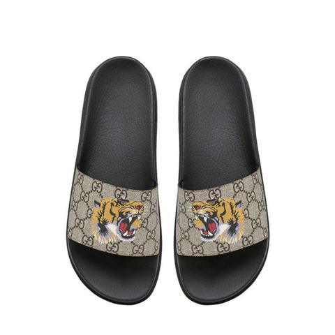 GUCCI Men's Luxurious Leather Slippers - New with Tags + Box