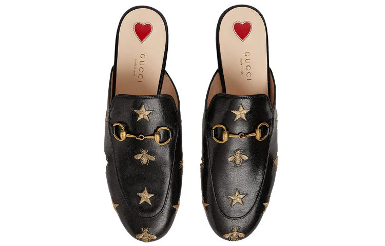 WMNS) Gucci Princetown Embroidered Leather Slipper 'Black'